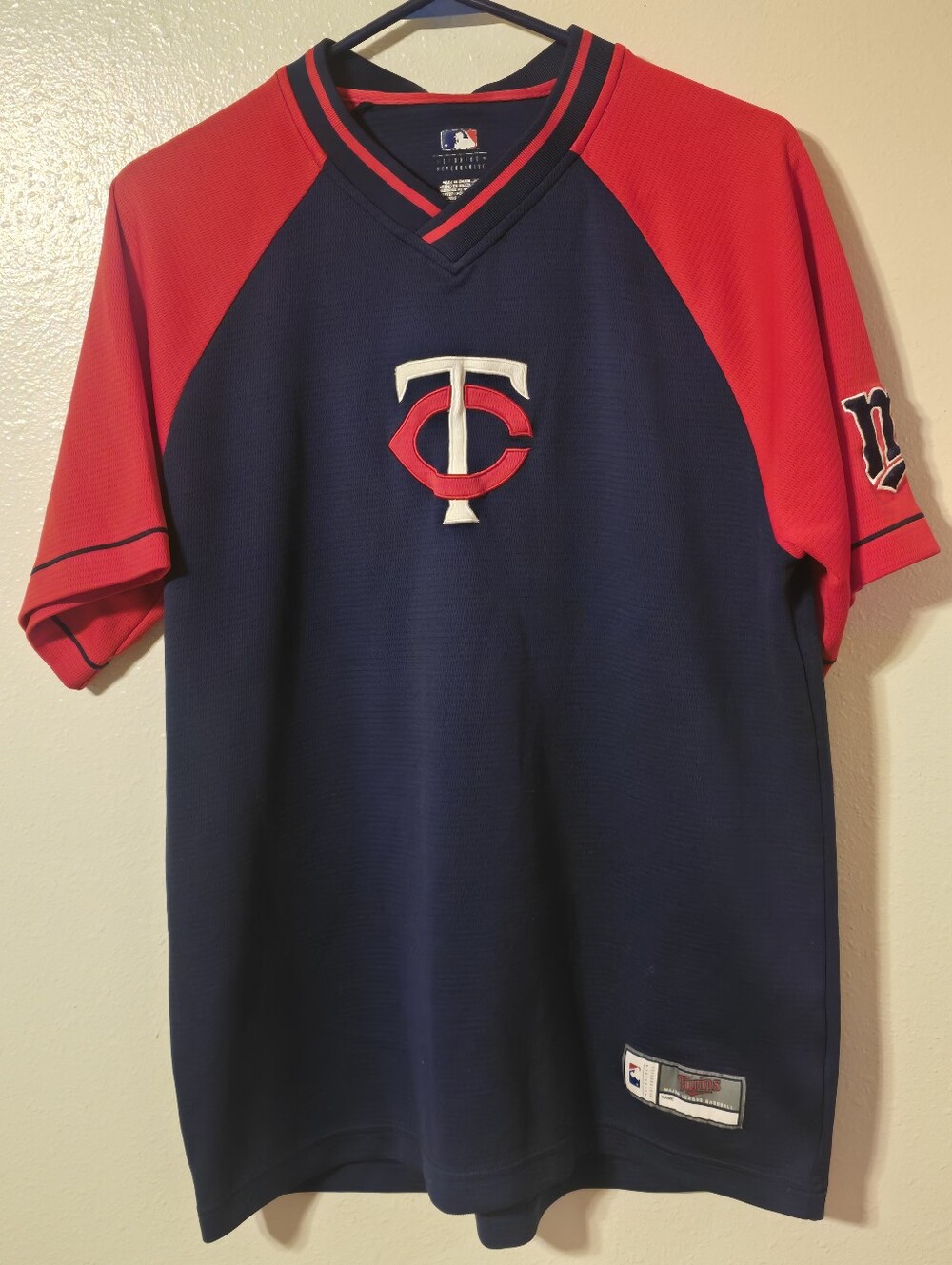 Vintage Minnesota Twins Majestic MLB Batting Practice Jersey Blue Red Size Large